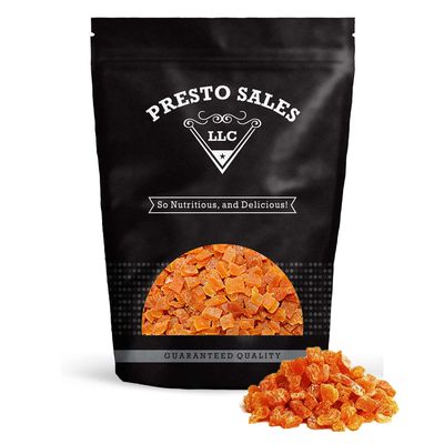 Presto Sales Apricot, Fancy chopped, Sweet Turkish, 80 oz.  No added sugar, Dried fruit, Snack  Dietetic, Vegan, Intense Flavor, Burst of Energy, 1 Choice  Resealable 5 lbs. Bag