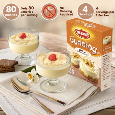 Osem Instant Pudding Vanilla Flavor 2.8 Oz (Pack of 3) Only 80 Calories Per Serving, Quick &amp; Easy Dessert or Light Snack