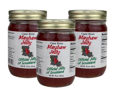 Cane River Mayhaw Jelly - 16 Ounce Jar - Southern Gourmet Spread for Biscuits, Toast, and Desserts - Premium Handmade Jelly with Authentic Mayhaw Fruit Flavor - Breakfast, Snacks, and Gift (3 Pack)