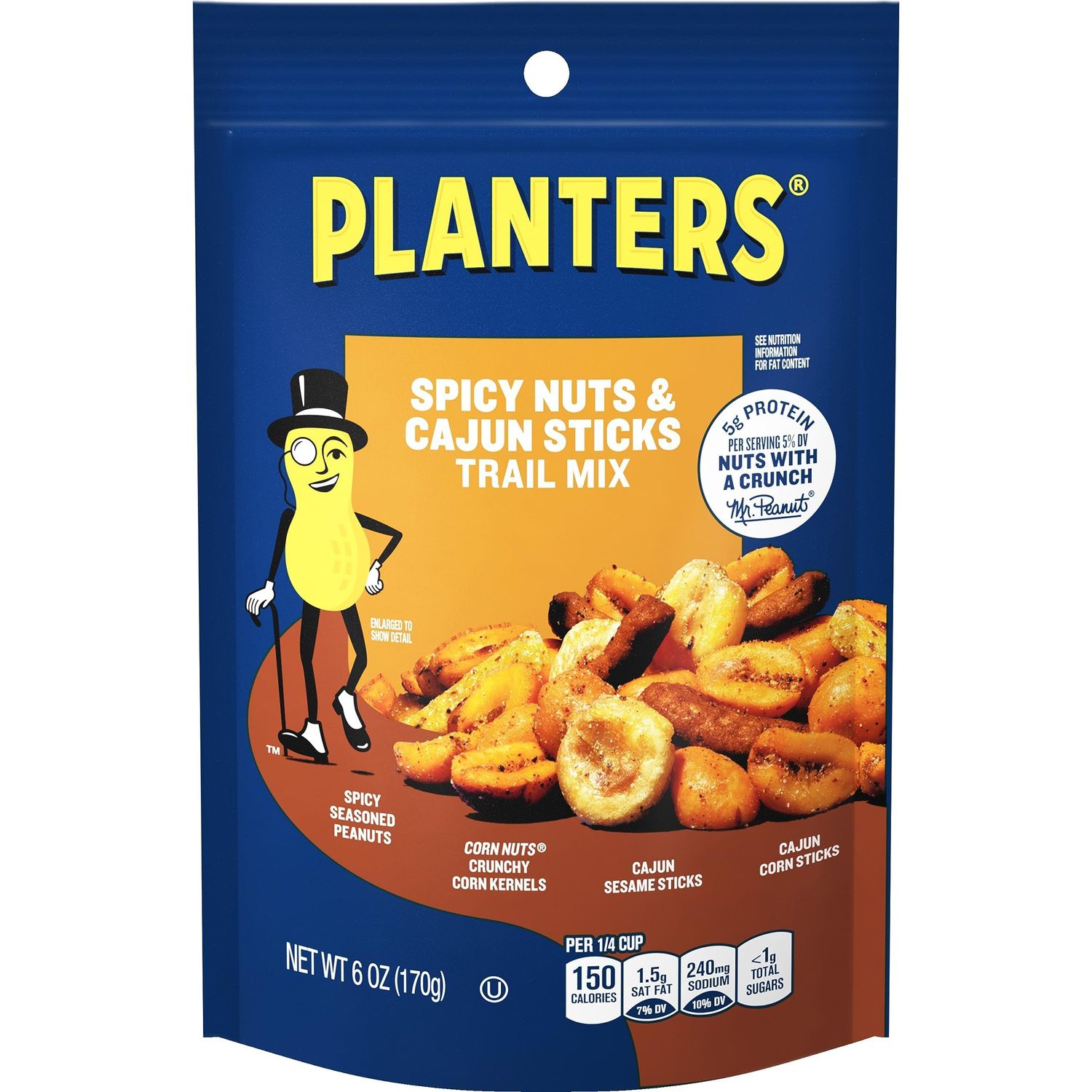 Planters Spicy Nuts &amp; Cajun Sticks Trail Mix, 6 Ounce (Pack of 12)