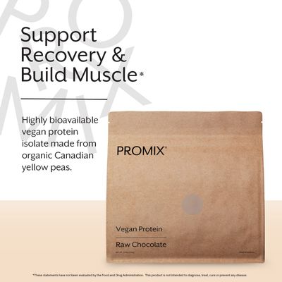 Promix Plant-Based Vegan Protein Powder, Raw Chocolate - 2.5lb Bulk - Pea Protein & Vitamin B-12 - Post Workout Fitness & Nutrition Shakes, Smoothies, Baking & Cooking Recipes - Gluten-Free