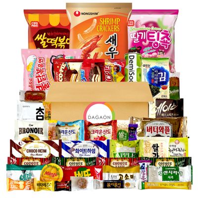 DAGAON Finest Korean Snack Box 42 Count - Variety Snacks Including Koreans Favorite Chips, Biscuits, Cookies, Pies, Candies. Perfect appetizing Korean treats for any occasions, gifts and everyone.