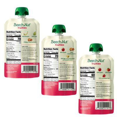 Beech-Nut Baby Food Pouches Variety Pack, NEW Fruit Purees Variety Pack, 3.5 oz (18 Pack)