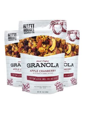 NutHouse! Granola Company - Premium Apple-Cranberry Granola  Certified Gluten-Free, Non-GMO, Kosher  Vegan, Soy-Free  12 oz. Bag (3-Pack)