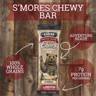 Kodiak Cakes Protein Chewy Granola Bar, S'mores, (Pack of 4 Boxes)