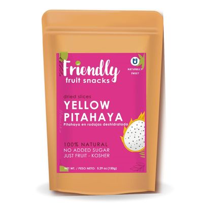Friendly  Healthy Dried Dragon Fruit - Yellow Pitahaya  5.29 Ounces  Natural Dried Dragon Fruit, Healthy Snack, Non- GMO, Vegan, No Added Sugar, No Preservatives, Kosher, Gluten Free.