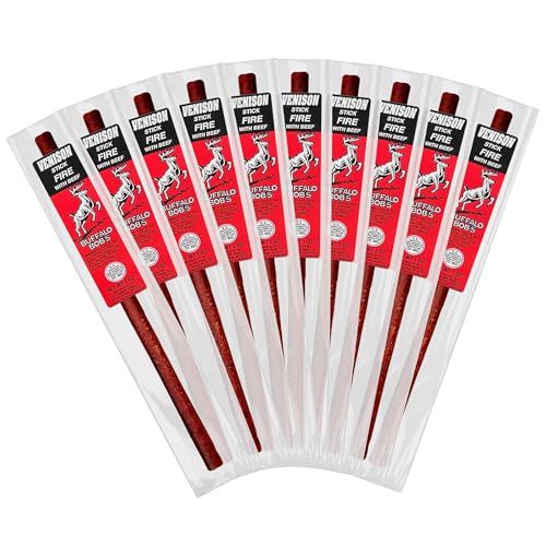 Buffalo Bob&#39;s Wild Game Meat Snack Stick - Venison Fire Stick 10 Pack
