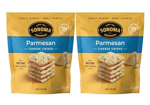 Sonoma Creamery - Cheese Crisps, Parmesan, 10 Oz (2 Count)  Savory Snack Cracker  High Protein  Low Carb  Gluten Free  Wheat Free