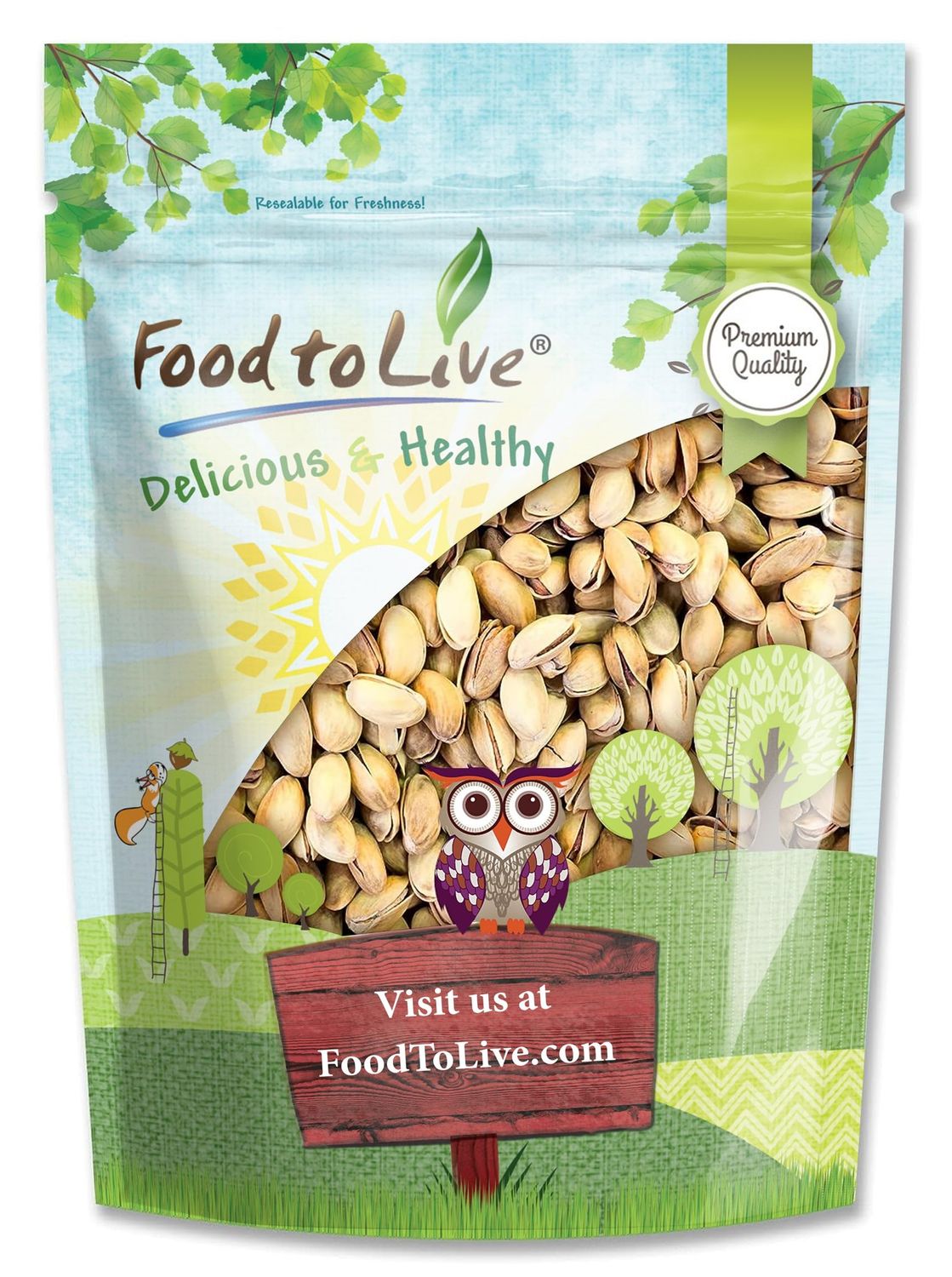Food to Live Pistachios, Roasted and Salted, 4 Pounds - California Dry Roasted Pistachios with Sea Salt, In Shell, Kosher, Vegan Superfood, Bulk