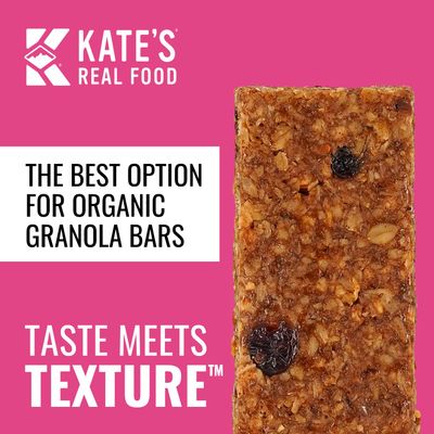 Kates Real Food Organic Energy Bars, Non-GMO, All-Natural Ingredients, Gluten-Free and Soy-Free Healthy Snack with Natural Flavors, Oatmeal Cranberry & Almond (Pack of 12)