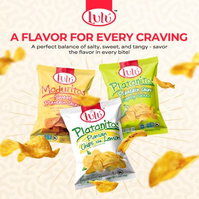 LULU Plantain Chips Individual Bags (12 Count)  Variety Pack Lightly Salted Plantain Strips, Platanitos Chips, 6 Lemon, 4 Salted, 2 Sweet