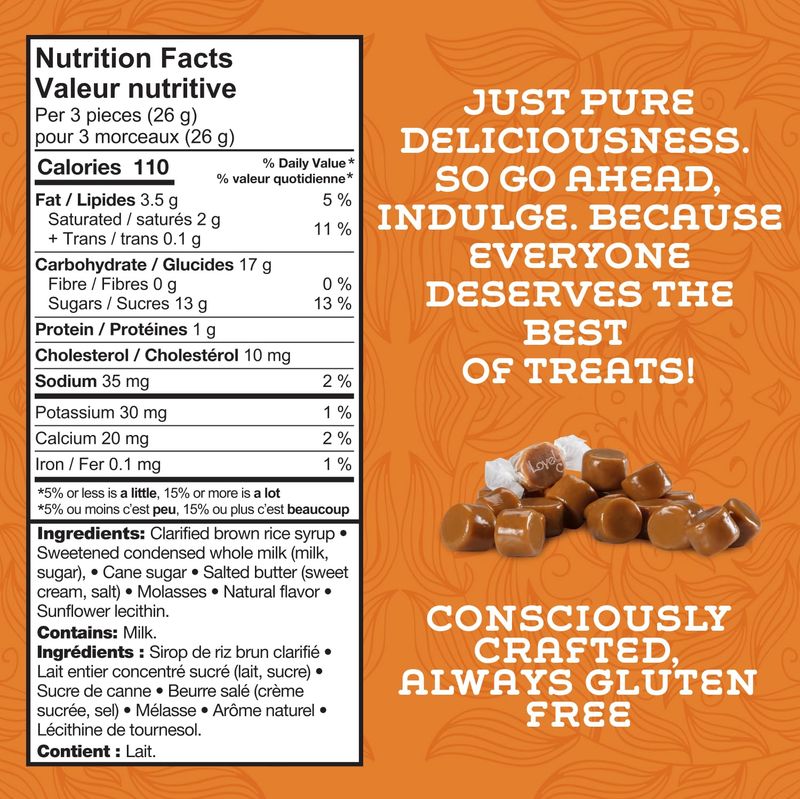 Lovely Candy Co. Soft and Chewy Original Caramels, Individually Wrapped, 6oz (6-Pack), Gluten-Free, Non-GMO, NO High Fructose Corn Syrup, NO Artificial Colors or Flavors