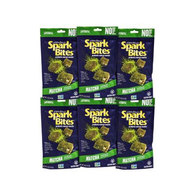SPARK BITES Matcha - Green Tea (Pack of 6) Allergen Free Vegan Healthy Energy Snack - A Steady Release of Wholesome Energy with NONE OF THE TOP 8 ALLERGENS - Vegan, Non-GMO, Gluten-Free