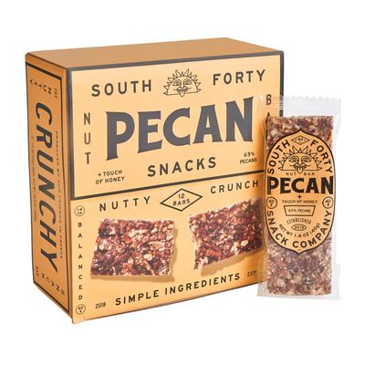 South 40 Snacks Crunchy Pecan Bar, Just 4 Ingredients, Touch of Honey (40g Bar, Pack of 12)