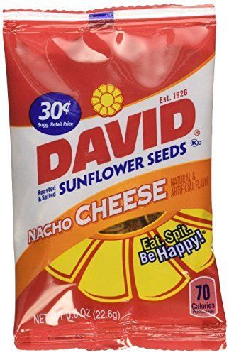 David Sunflower Seeds Nacho Cheese 72 ct. .8oz bags (2 boxes of 36) by DAVID Seeds