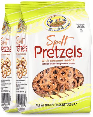 Shibolim Spelt Pretzels with Sesame Seeds and Salt, 10.6oz (2 Pack)  Whole Grain Pretzels  Wholesome Spelt Snack