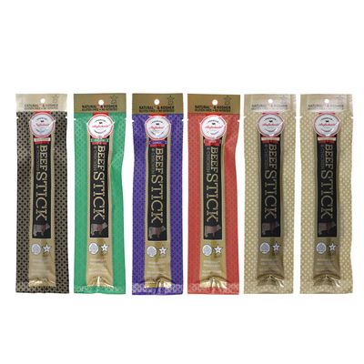 Aufschnitt Grass Fed Beef Jerky Sticks - Low Sodium, Certified Kosher - Made in USA - Keto &amp; Halal Friendly - 6 Pack, Variety