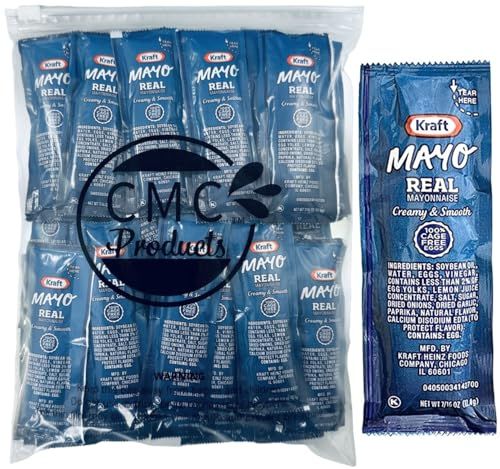 Gift Set: Mayo Packets (12g) - 50 Count with Spreader in Food-Safe Resealable Bag by CMC Products