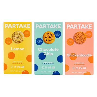 Gluten Free Soft Baked Cookies by Partake - 3 Box Variety  Vegan Snacks, Non-GMO, Allergy-Friendly  No Peanuts, Soy, Dairy, Tree Nuts, Contents May Vary.