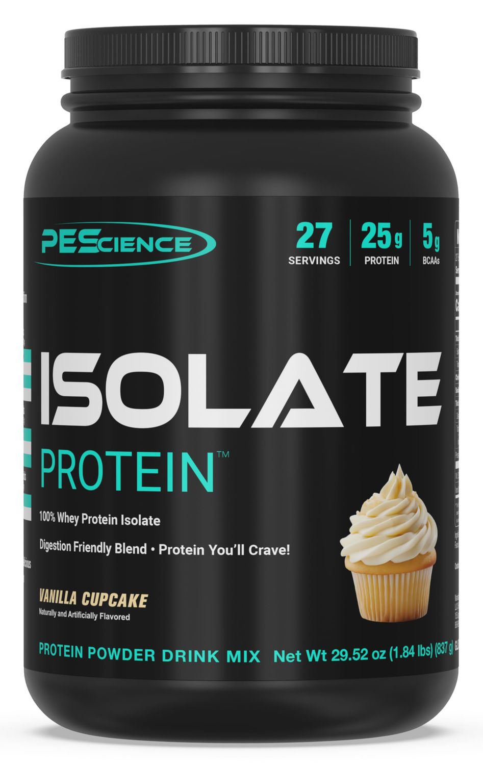 PEScience Isolate Whey Protein Powder, Vanilla Cupcake, 27 Servings, 100% Whey Protein Isolate, Low Carb, Fast Absorbing, Post Workout, Clean Protein for Women and Men