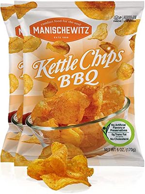 Manischewitz Kettle Cooked BBQ Potato Chips 6oz  No MSG, Kosher for Year Round use Including Passover