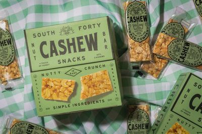 South 40 Snacks Crunchy Cashew Bar, Just 4 Ingredients, Touch of Honey (40g Bar, Pack of 12)