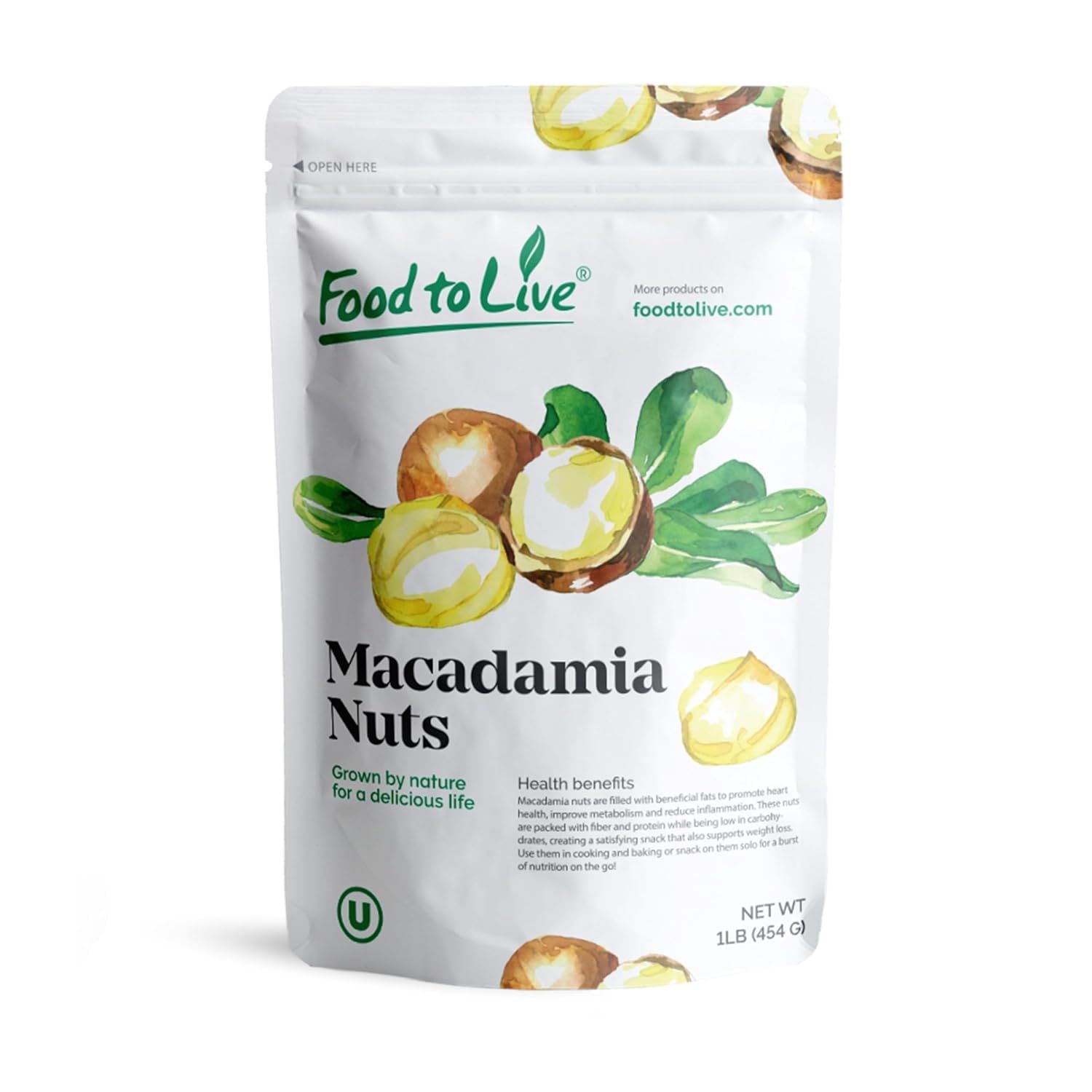 Food to Live Macadamia Nut Halves &amp; Pieces, 1 Pound - Raw, Shelled, Unsalted, Kosher, Vegan, Bulk. Keto Snack. Good Source of Healthy Fats. Great for Baking, and as Topping for Salads, Yogurt.