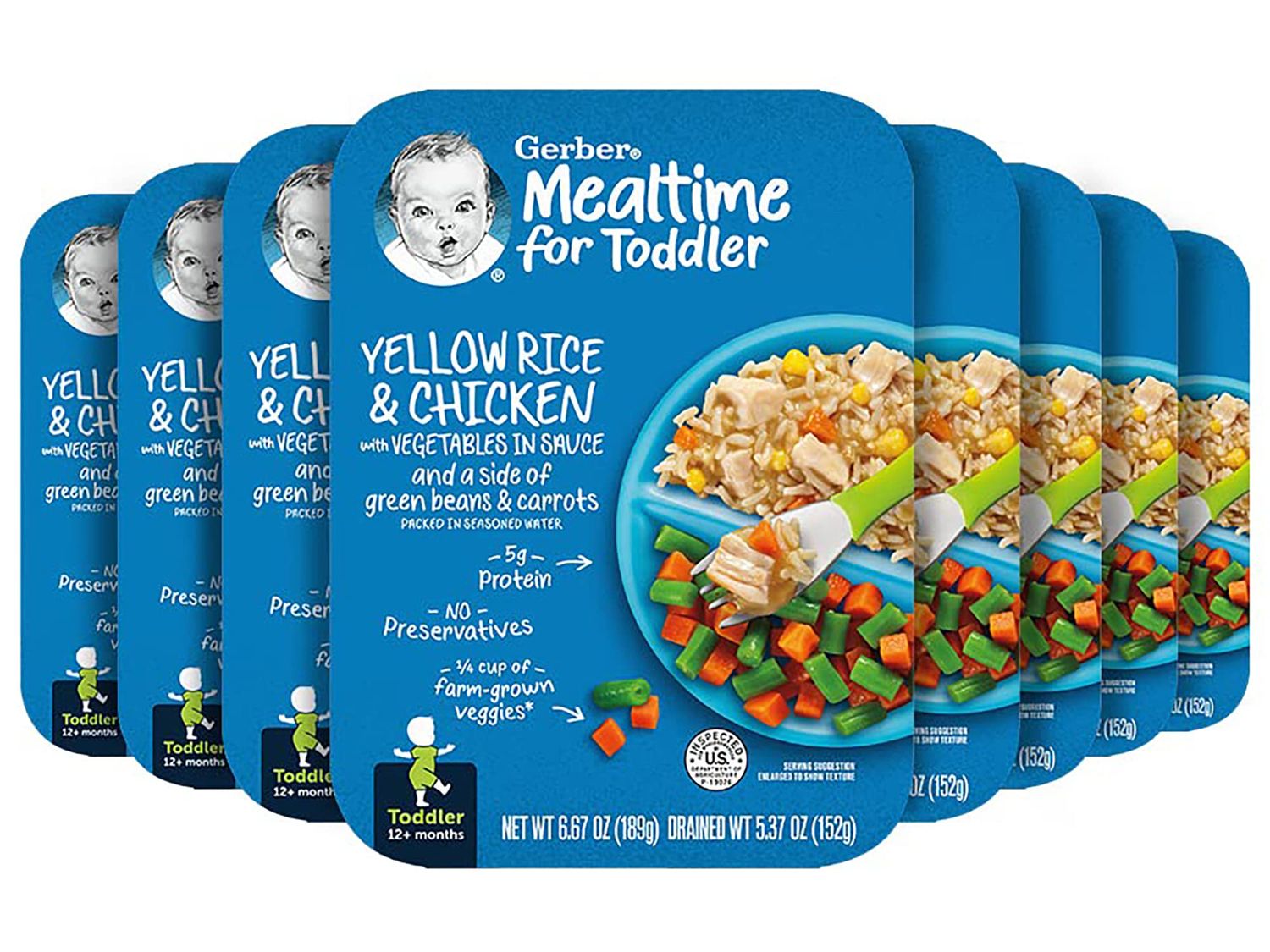Gerber Graduates Lil Entrees, Yellow Rice with Chicken Vegetables, 6.67 OZ, 8-Pack