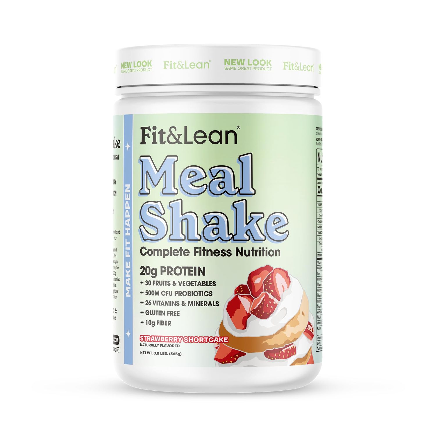 Fit &amp; Lean Meal Shake, Fat Burning Meal Replacement, Protein, Fiber, Probiotics, Strawberry Shortcake, 0.8 lbs (365 g),10 Servings Per Container