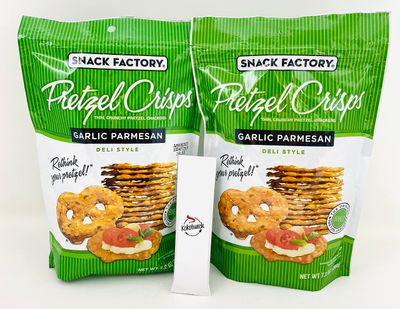 Pretzel Crisps Thin Crunchy Pretzels Crackers Garlic Parmesan Deli Style By Snack Factory 2 PK - 7.2 oz