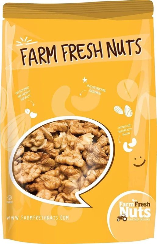 Dry Roasted Salted Walnuts with Himalayan Salt - California Walnuts (2 Lbs.) - Great Source of Omega 3 and Healthy Nutrients - Vegan &amp; Keto Friendly - Super Crunchy - Farm Fresh Nuts Brand