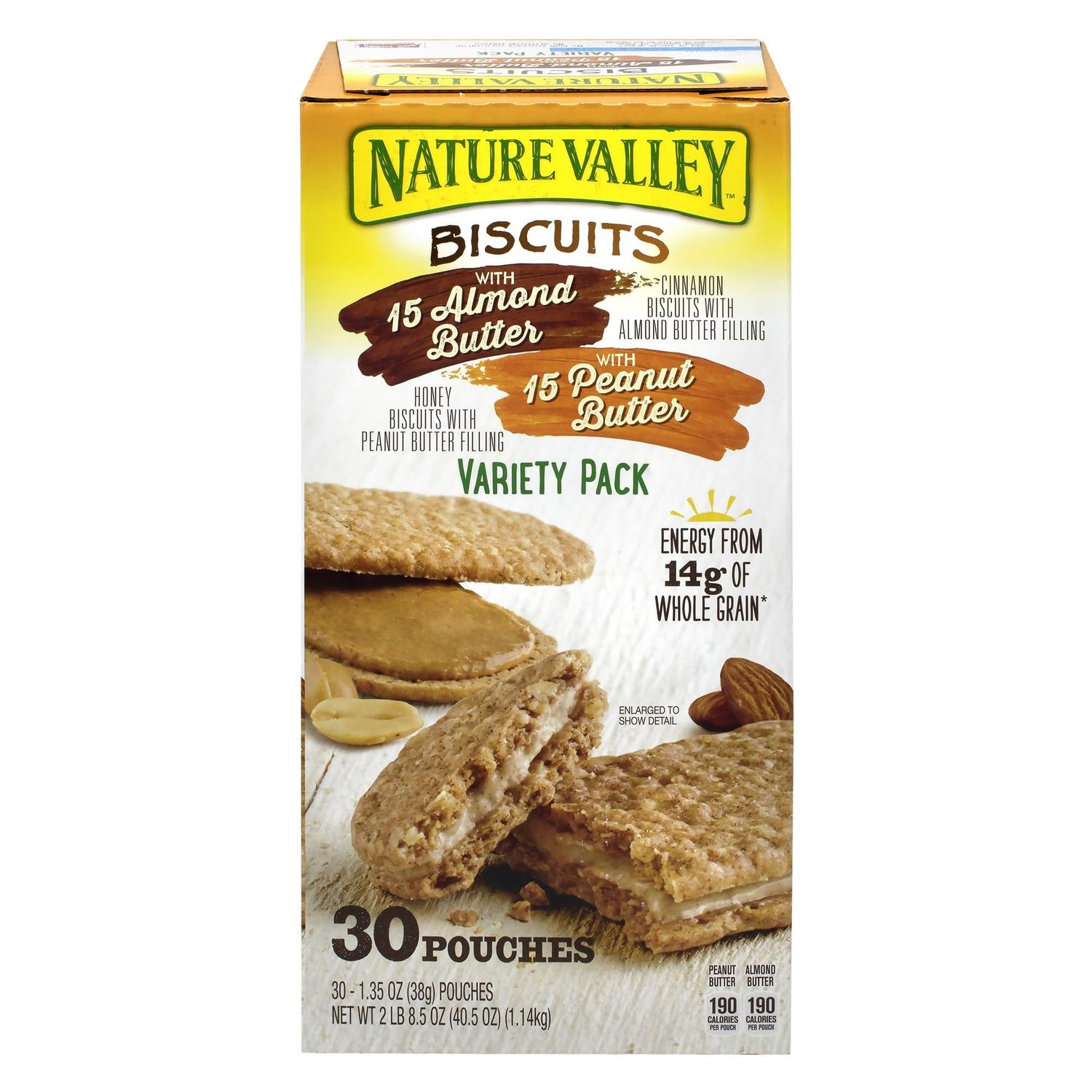Nature Valley Biscuit Variety Pack (30 x 1.35 Oz), 40.5 Ounce, 30 Count (Pack of 1)