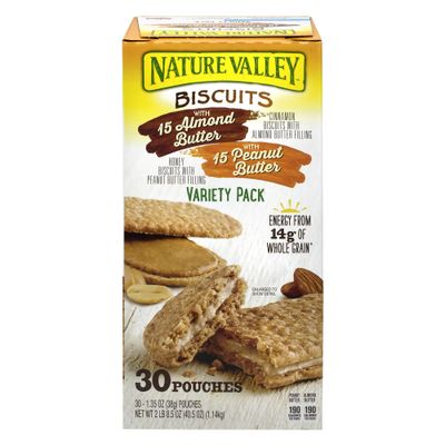 Nature Valley Biscuit Variety Pack (30 x 1.35 Oz), 40.5 Ounce, 30 Count (Pack of 1)