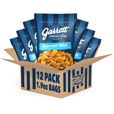 Garrett Popcorn Garrett Mix, 1.9oz, 12 Bags, Cheese and Caramel Gourmet Popcorn, Gluten Free, Sweet and Salty Snack Bags, Popped Popcorn Bags, Multipack