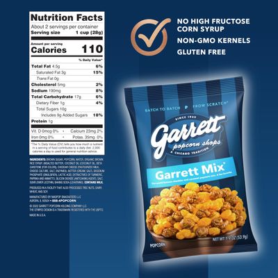 Garrett Popcorn Garrett Mix, 1.9oz, 12 Bags, Cheese and Caramel Gourmet Popcorn, Gluten Free, Sweet and Salty Snack Bags, Popped Popcorn Bags, Multipack