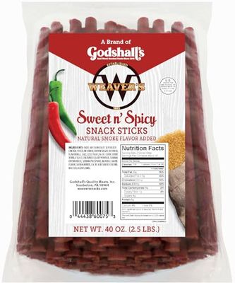 Weavers Sweet N Spicy Snack Sticks (80 sweet &amp; spicy 7 beef &amp; chicken snack sticks per 40oz bag)