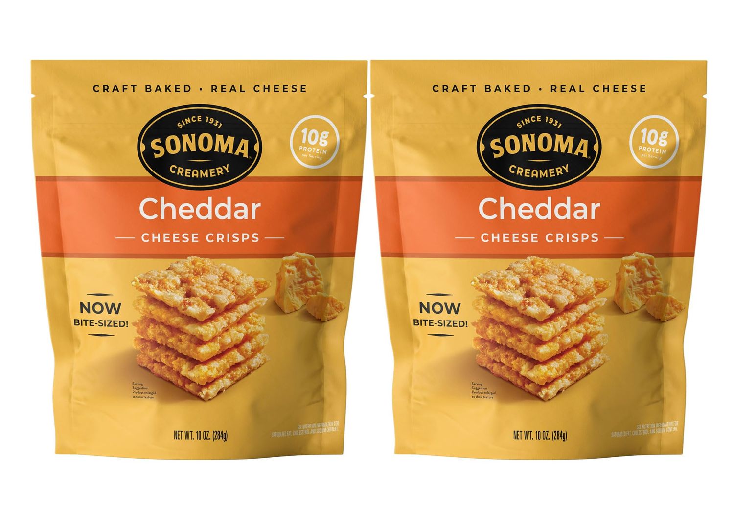Sonoma Creamery - Cheese Crisps, Cheddar, 10 Oz (2 Count)  Savory Snack Cracker  High Protein  Low Carb  Gluten Free  Wheat Free