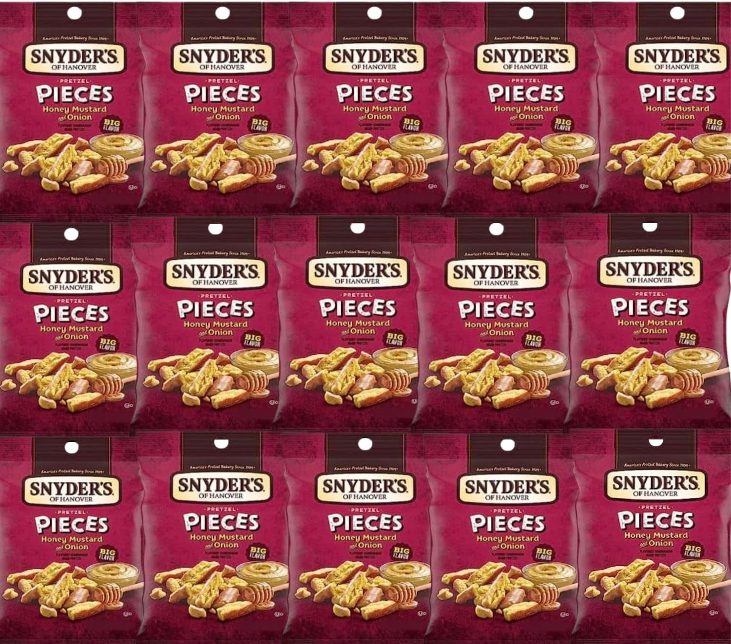 Snyder&#39;s Honey Mustard &amp; Onion Pretzel Pieces, 2.25 oz Each, 15 Pack