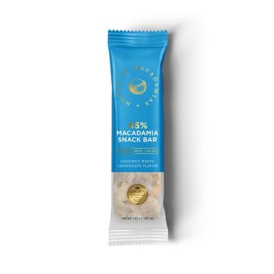 House of Macadamias, Macadamia Snack Bars, Coconut White Chocolate, 12 x 1.41oz - Keto, Vegan, Paleo, Gluten-Free, Sugar-Free, Dairy-Free, Healthy Snack Option