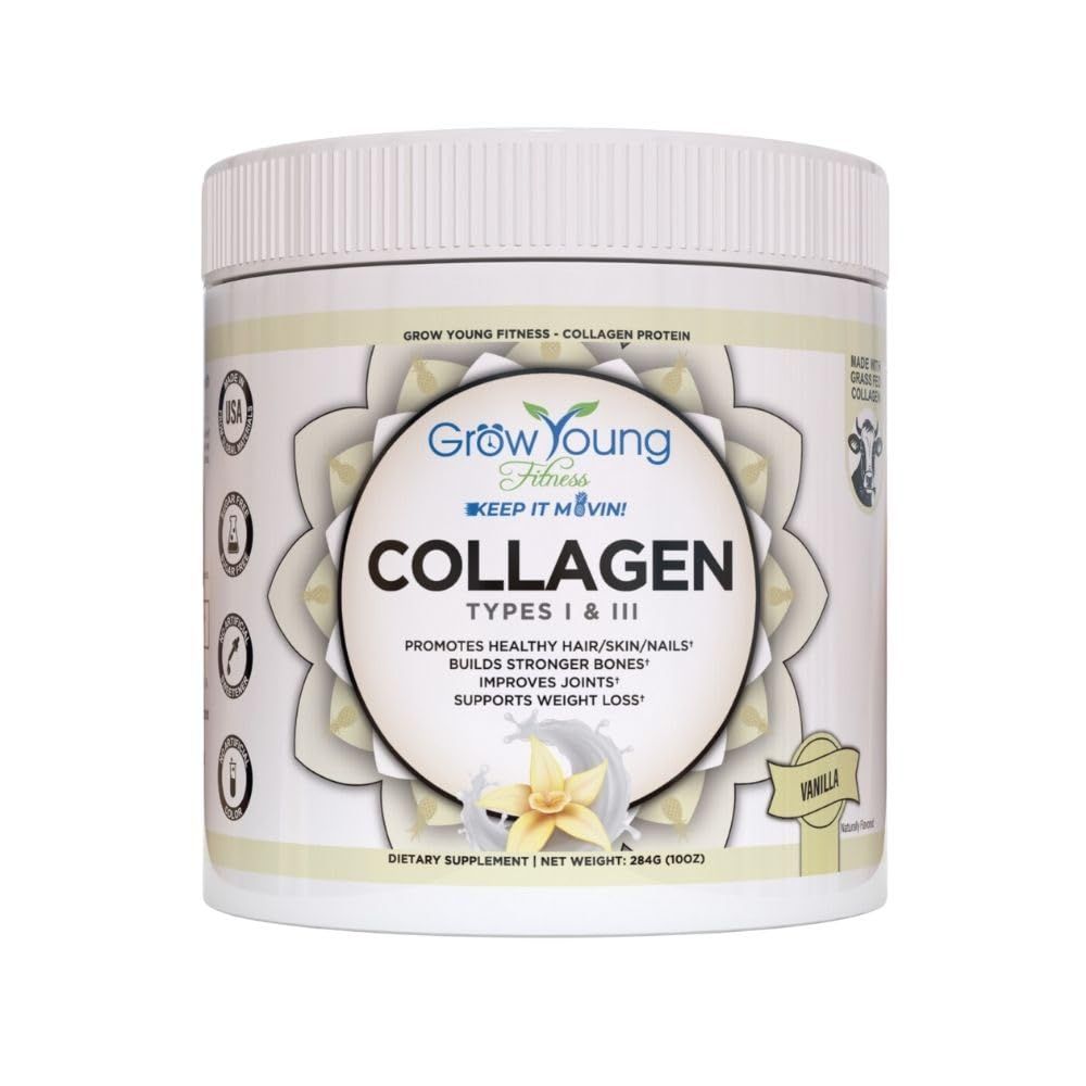 Grow Young Fitness Collagen Protein - Vanilla, Promotes Skin, Bones, Joints, Weight Loss, Sugar Free (12.41 oz) (1 Pack, 20 Servings)
