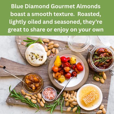 Blue Diamond Almonds, Gourmet Specialty Garlic, Herb, and Olive Oil Flavored Classic Snack Nuts Perfect for Charcuterie, Holidays, Gatherings, or Savory Snack, 5 oz.