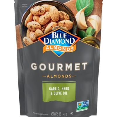 Blue Diamond Almonds, Gourmet Specialty Garlic, Herb, and Olive Oil Flavored Classic Snack Nuts Perfect for Charcuterie, Holidays, Gatherings, or Savory Snack, 5 oz.