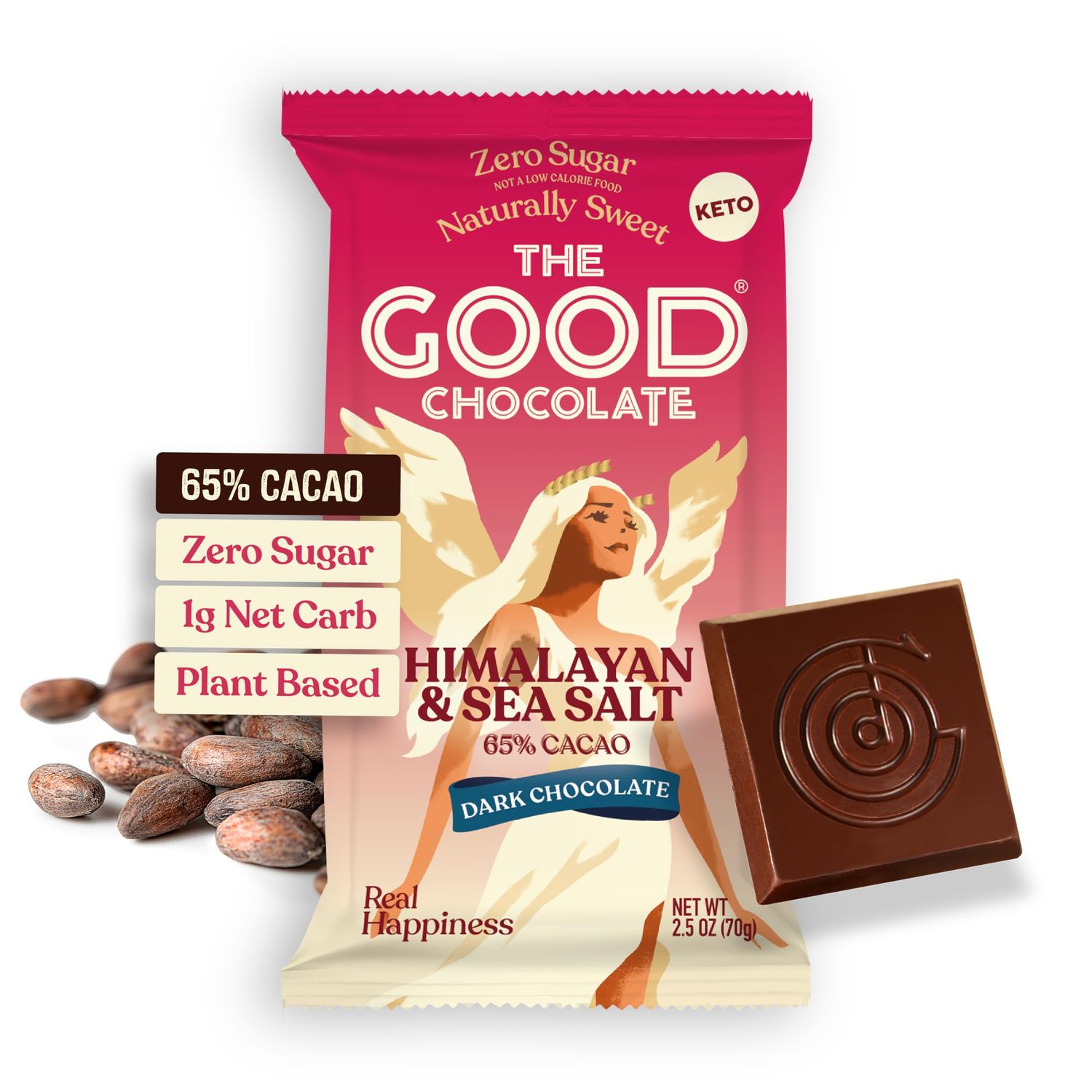 The Good Chocolate - Himalayan Salt Keto Chocolate Bars, Zero Sugar, Lower Net Carb Snack, Lower Calorie, Vegan Chocolate Candy, 2 Bar Starter Packs