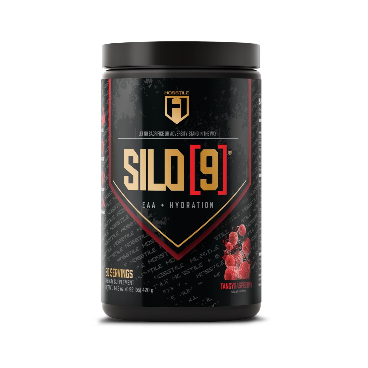 HOSSTILE SILO9 Essential Amino Acids, EAA &amp; BCAA Powder, Electrolyte Hydration Support, Enhance Muscle Recovery, Build Lean Muscle, Pre or Post Workout Drink, Tangy Raspberry, 30 Servings