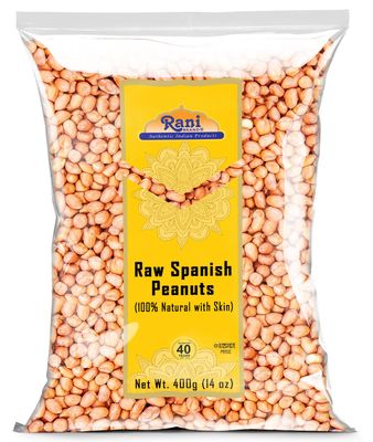 Rani Raw Spanish Peanuts 100% Natural with Skin (uncooked, unsalted) 14oz (400g)  Vegan  Gluten Friendly  Fresh Product of USA  Kosher  Red-brown Skin