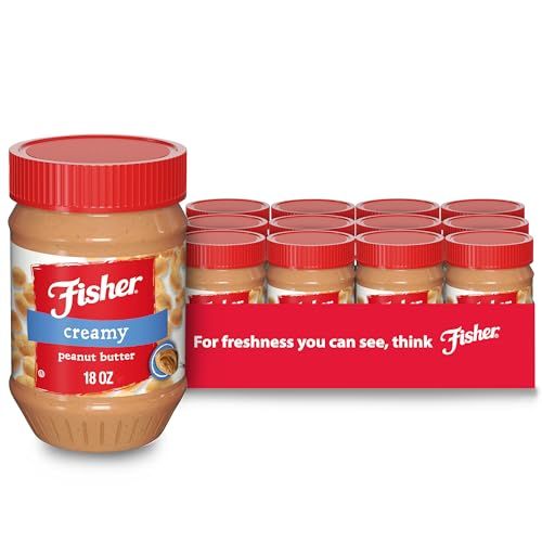 Fisher Snack Creamy Peanut Butter, 18 Ounces (Pack of 12), No Artificial Colors or Flavors