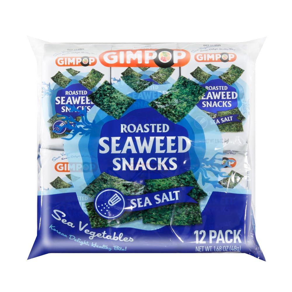 GimPop - Premium Sea Salt Roasted Seaweed Snacks - Healthy &amp; Crunchy Snack Made from Clean Water Seaweed