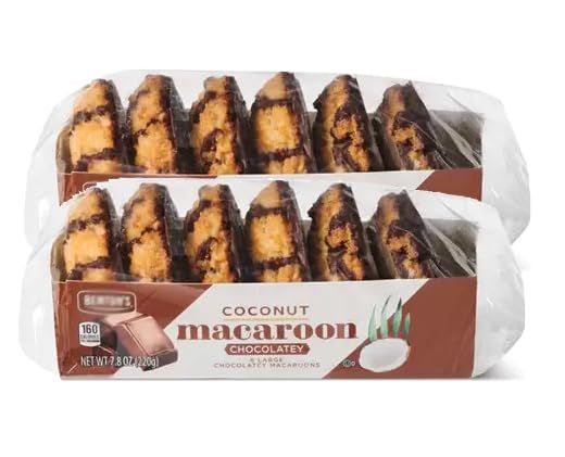 Belgian Chocolate Coconut Macaroons Jumbo, 2, 7.8oz Benton Pack, Real Cocoa, Chocolatey &amp; Soft Chewy Drizzling - Kosher - Gluten Free Snack Snacking Food Dessert Gift Treat