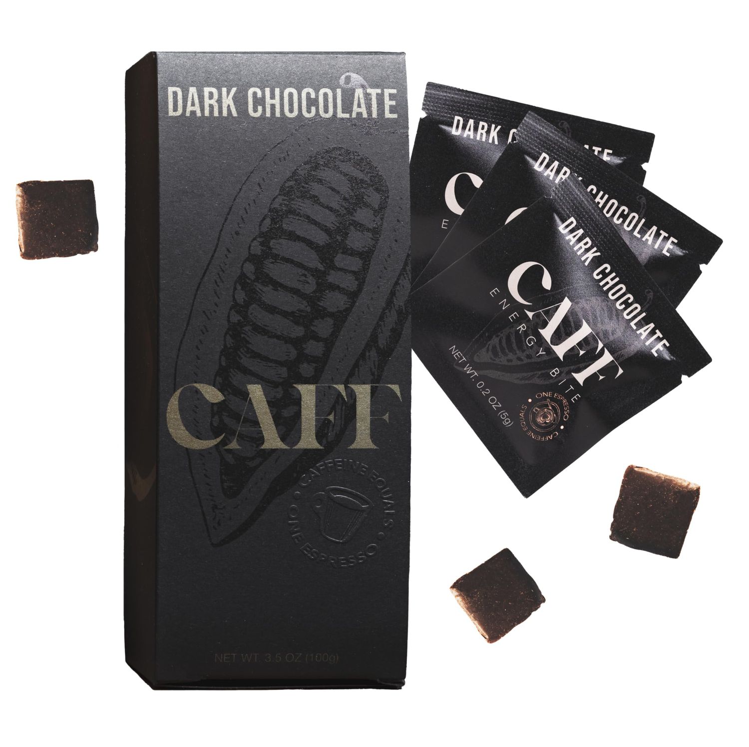 CAFF All Natural Energy Bites - Caffeinated Chocolate for Energy Boost - No Added Sugar - 65mg Caffeine Chocolate Bites - 15 Calorie Organic Caffeine Snacks - Vegan, Gluten-Free, Keto (20 Bites)