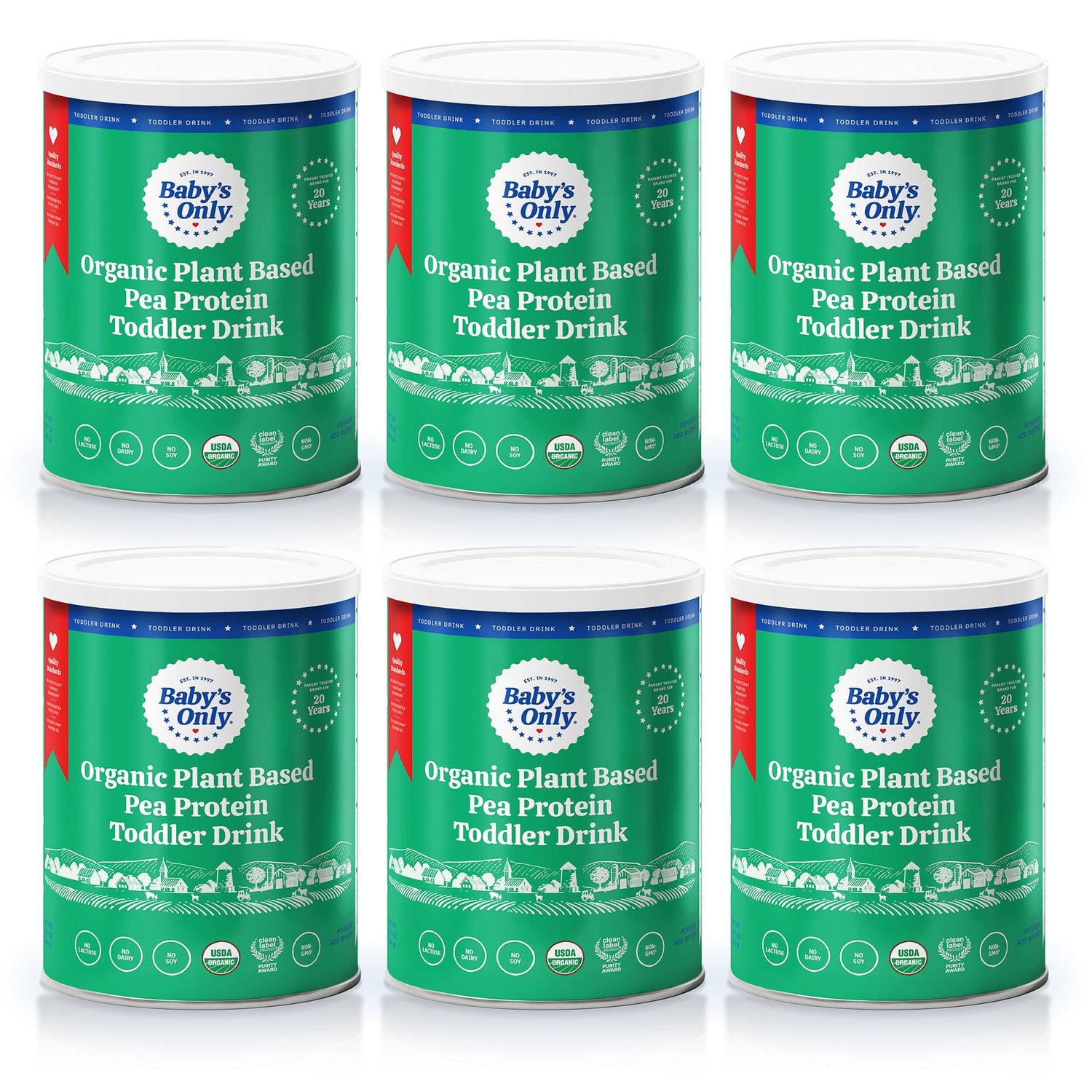 Baby&#39;s Only Organic Plant Based Pea Protein Toddler Drink, Pea Protein Powder, No Dairy, Lactose or Soy, Organic Toddler Drink with Plant Protein &amp; Iron, Toddlers 12 Months Old and Up, 12.7 oz, 6 Pack